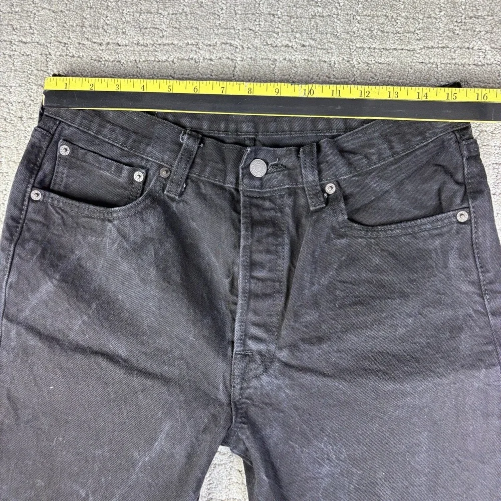 Levi's 501 Denim Shorts Mens W32 Black Faded Wash Button Fly Irregular Tag